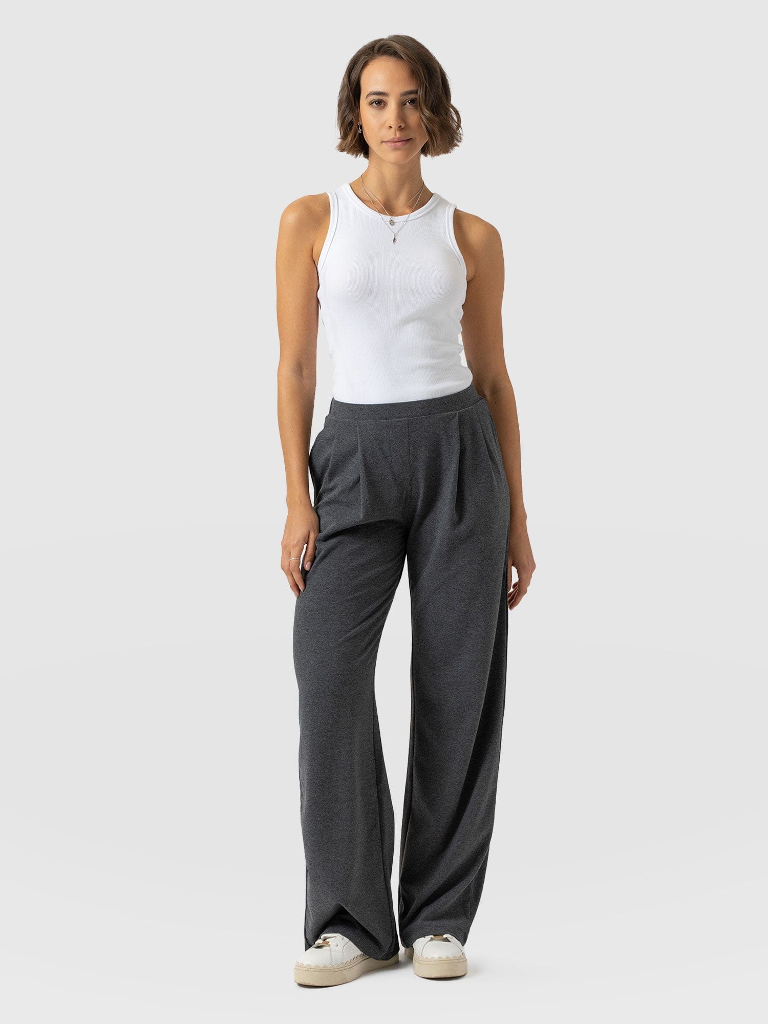 Camden Wide Leg Pant Charcoal - Women's Trousers | Saint + Sofia® EU